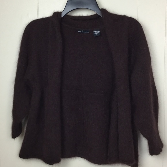 Moda International Angora rabbit fur blend open front Cardigan sweater small - Picture 10 of 17